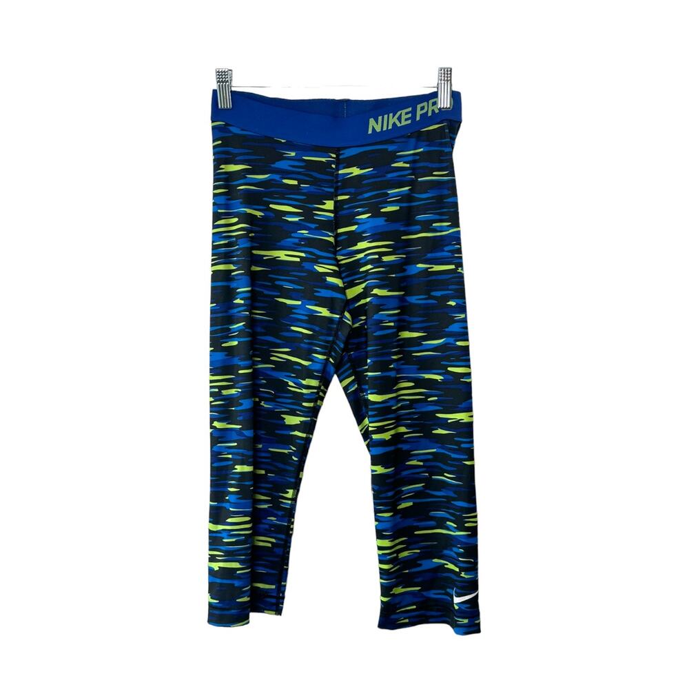 Nike Pro Haze Compression Capri Legging Womens Medium 729415-480 Blue Multicolor